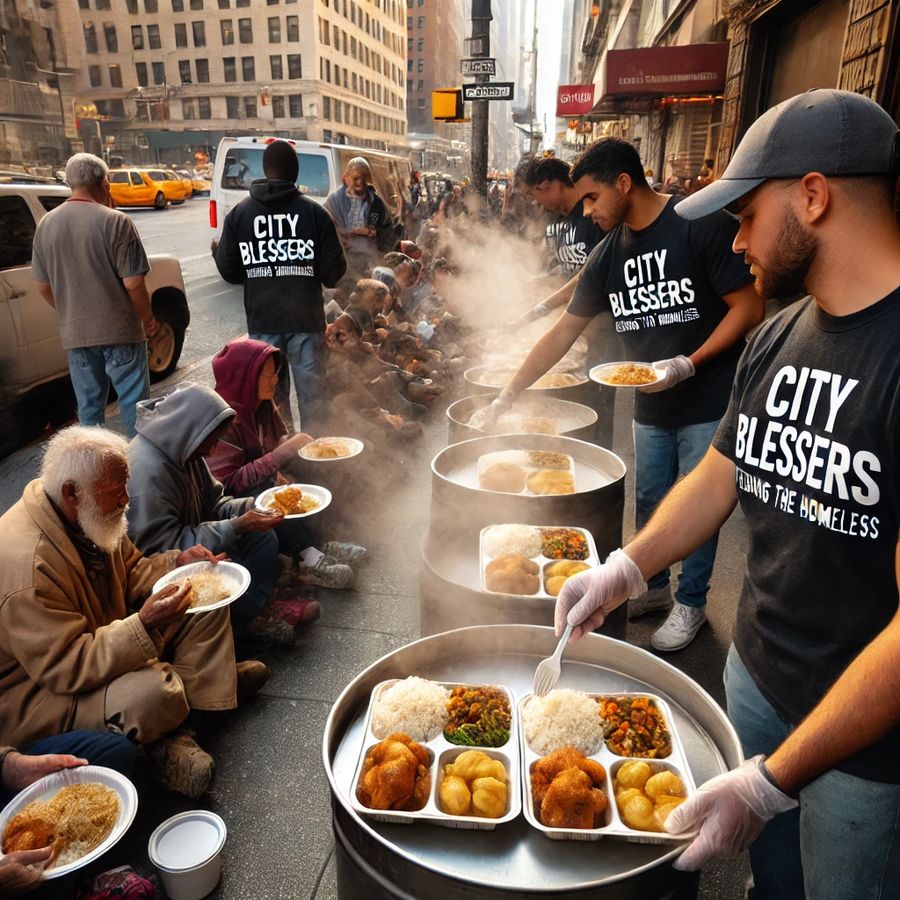 City Blessers serving hot meals to the homeless